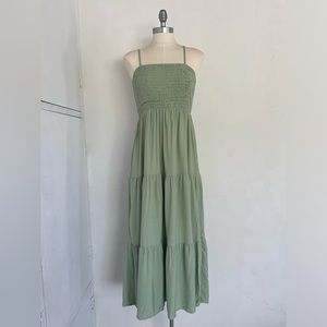 PRETTY GARDEN brand dress sage green smocked long midi Size Small